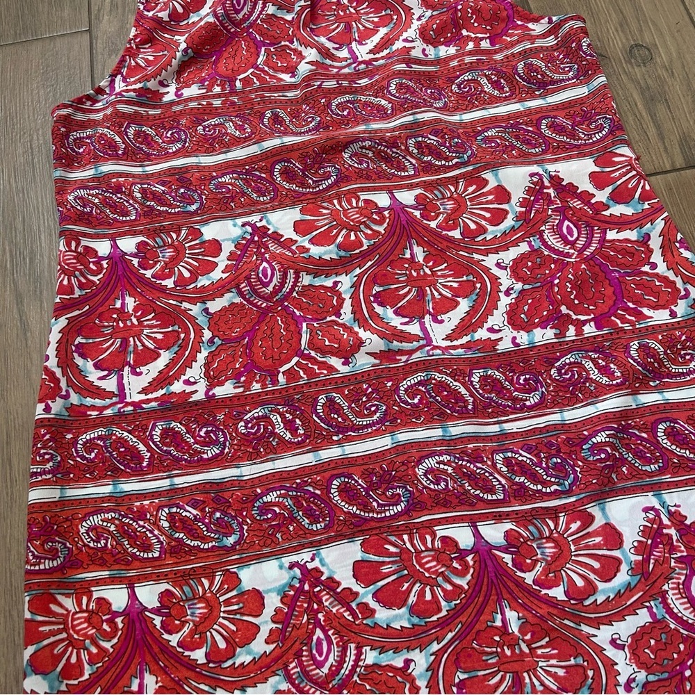 The Limited Red Bohemian Paisley Floral  Print Sleeveless Collared Dress Size L - Picture 8 of 9